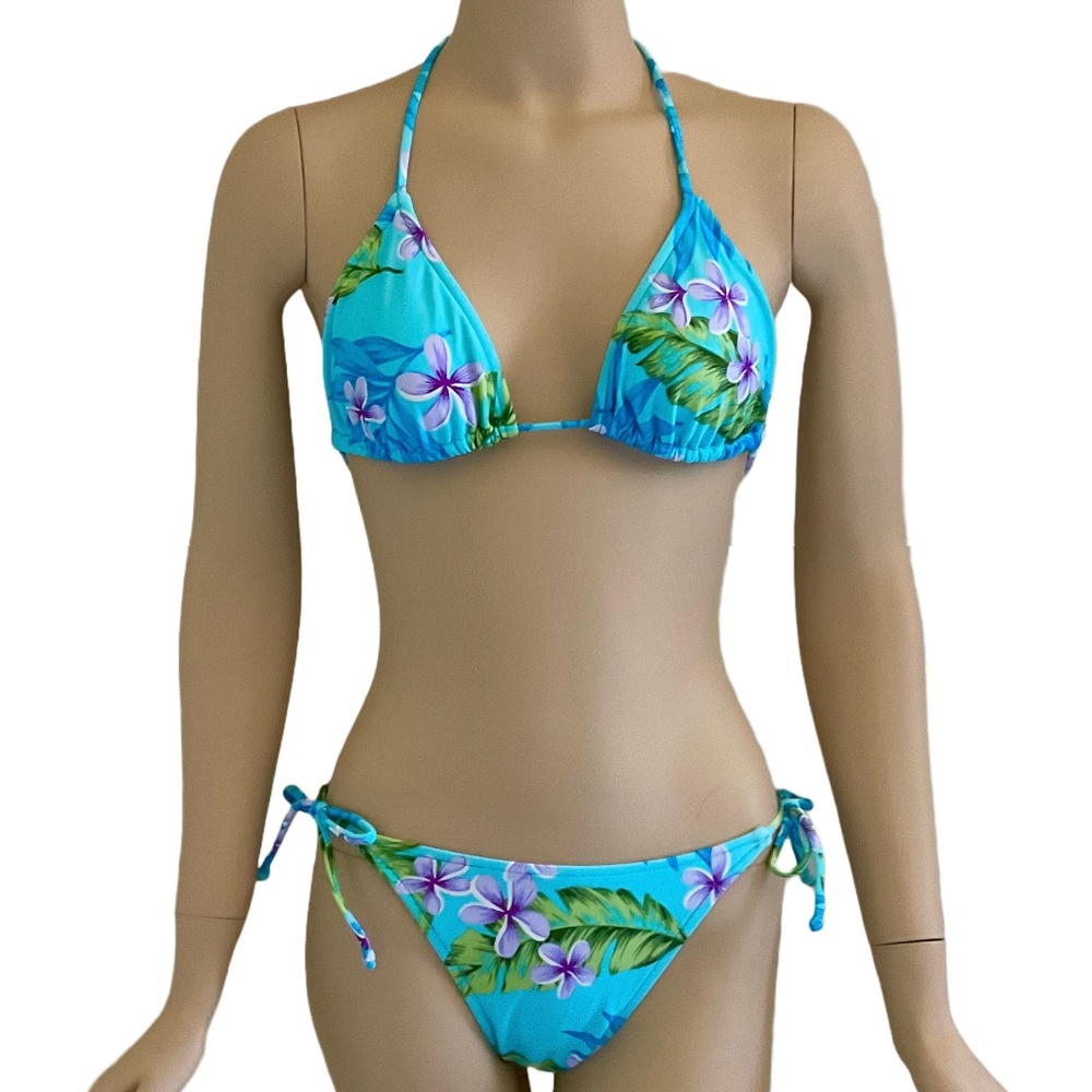 Heatwave aqua blue tropical floral bikini Size Small